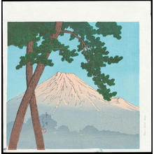 Japanischer Druck "Mt Fuji at Dawn - 富士の朝" von Kawase Hasui, 川瀬巴水 (Hasui, Kawase)