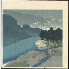 川瀬巴水: Rain At Okutama River - 雨の奥多摩 - Ohmi Gallery