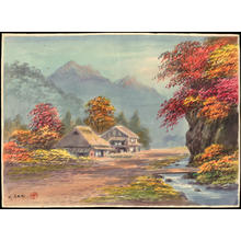 Seki, K: Country Farm by Stream in Autumn (1) - Ohmi Gallery