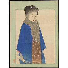 武内桂舟: Bijin in Blue Overcoat (1) - Ohmi Gallery