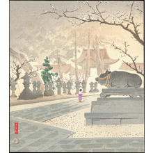 Tokuriki Tomikichiro: Plum Trees at Kitano Shrine - 北野神社の梅 - Ohmi Gallery