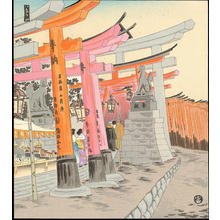 Tokuriki Tomikichiro: Fushimi Inari Taisha in Niyama - 伏見稲荷山 - Ohmi Gallery