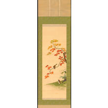 Unknown: Sparrow and Maple in Autumn (Embroidery) - 紅葉小禽 秋 (1) - Ohmi Gallery