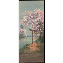 Unknown: Torii Gate By River In Spring (1) - Ohmi Gallery