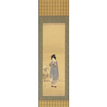 Shuho, Yamakawa: Bijin and Peony in Mid-Winter - 寒牡丹美人娘図 - Ohmi Gallery