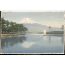 Yanagiwara, T E: Sailboat in Lake Near Mt. Fuji (1) - Ohmi Gallery