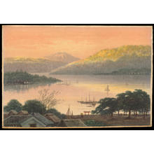 Yokouchi, Tasuke: Village by Lake in Early Morning (1) - Ohmi Gallery