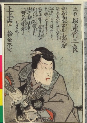 Utagawa Kunisada: 「立役 坂東竹三郎」 - Ritsumeikan University