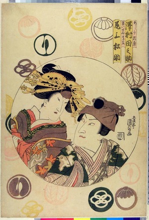 Utagawa Kunisada: 「あしかゝ頼兼 沢村田之助」「けいせい高島 尾上松助」 - Ritsumeikan University