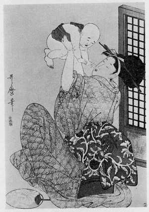 Kitagawa Utamaro, 喜多川歌麿 (歌麿)による浮世絵「（高い高い）」