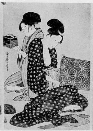 Kitagawa Utamaro: （針仕事 中） - Ritsumeikan University