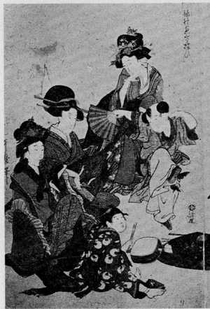 Kitagawa Utamaro: （福神恵方遊び 左） - Ritsumeikan University