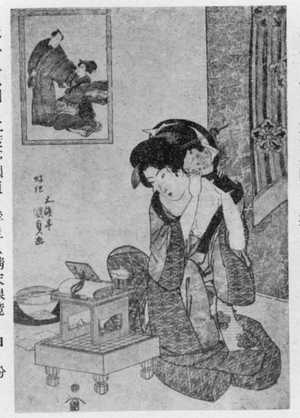 日本版画 "（寝白粉）" 由 Utagawa Kunisada, 歌川国貞 (国貞〈1〉) 创作