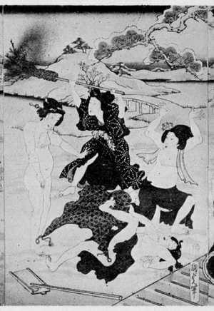 Utagawa Kunisada II: 「東京源氏雪曙庭の戯 中」 - Ritsumeikan University