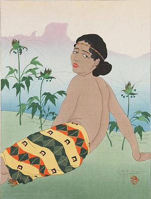 Paul Jacoulet: The Rock of Jokadj, Ponape, East Carolines 148/150 - Robyn Buntin of Honolulu