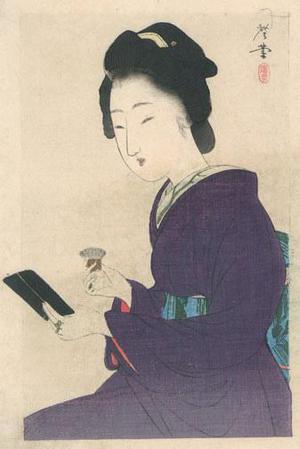 Tsukioka Kogyo: Woman with Makeup Brush - Robyn Buntin of Honolulu