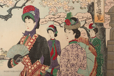 Toyohara Chikanobu, 豊原周延 (Toyohara Chikanobu)による浮世絵「Flower Viewing」