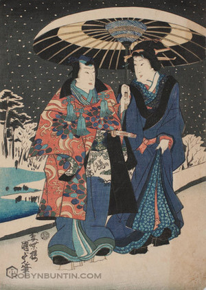 二代歌川国貞: A Couple in the Snow - Robyn Buntin of Honolulu