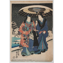 二代歌川国貞: A Couple in the Snow - Robyn Buntin of Honolulu