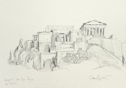 Paul Binnie: Acropolis original pencil sketch (on site) - Scholten Japanese Art