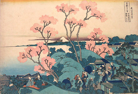 Katsushika Hokusai: Thirty-Six Views of Mt. Fuji: Fuji from Goten-yama, at Shinagawa on the Tokaido [Edo] (Fugaku sanju-rokkei: Tokaido Shinagawa Goten-yama no Fuji) - Scholten Japanese Art