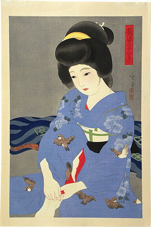 Morikane Narita: Twenty-Four Figures of Charming Women: A Pair of Socks (Adesugata Nijushiko: Tabi) - Scholten Japanese Art