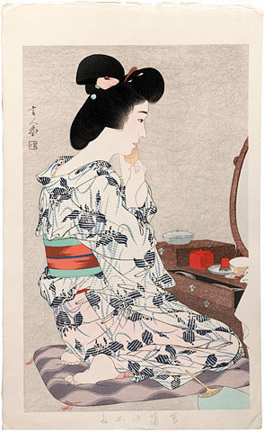 Torii Kotondo: Ayame Yukata (Cotton Kimono with Iris Pattern) - Scholten Japanese Art