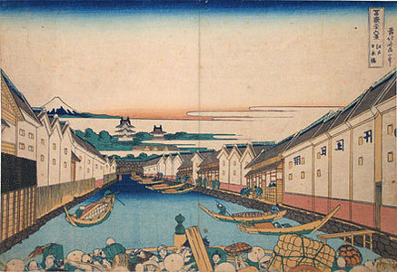 Katsushika Hokusai: Thirty-Six Views of Mt. Fuji: Nihon-bashi in Edo (Fugaku sanju-rokkei: Edo Nihon-bashi) - Scholten Japanese Art