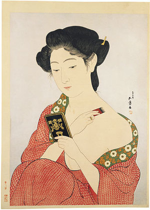 橋口五葉: Woman Applying Powder (kesho no onna) - Scholten Japanese Art