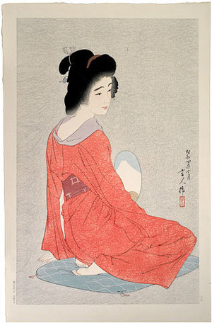 Torii Kotondo: Long Undergarment (grey ground, no pattern on kimono) (Nagajuban) - Scholten Japanese Art