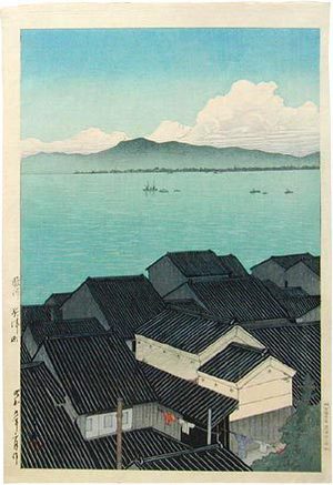 川瀬巴水: Selection of Views of the Tokaido: Kozu Town in Suruga (Tokaido fukei senshu: Suruga Okitsu-cho) - Scholten Japanese Art