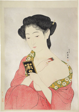Hashiguchi Goyo: woman applying powder (kesho no onna) - Scholten Japanese Art