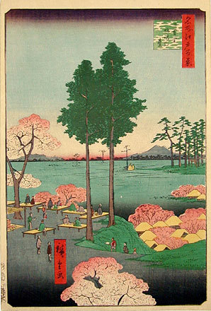 歌川広重: One Hundred Famous Views of Edo: Suwa Bluff, Nippori (Meisho Edo hyakkei: Nippori, Suwa-no-dai) - Scholten Japanese Art