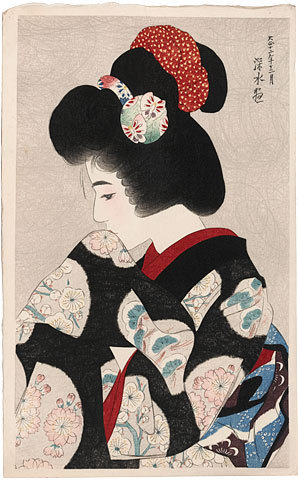Ito Shinsui: Twelve Images of New Beauties: Contemplating the Coming Spring (Shin bijin junisugata: Haru chikaki omoi) - Scholten Japanese Art