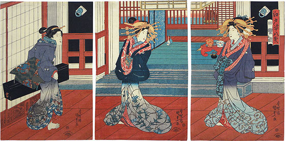 歌川国貞: Eight Views of Edo Figures: Shinagawa (Edo sugata hakkei Shinagawa) - Scholten Japanese Art