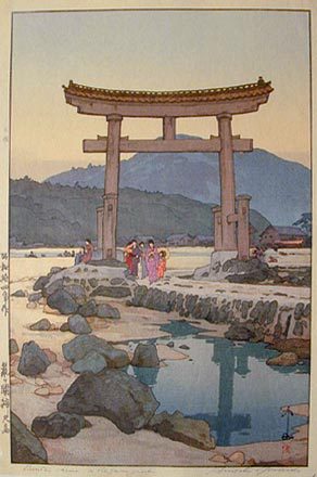 Yoshida Hiroshi: Benten Torii at Nezugaseki (Nezumigaseki bentenshima) - Scholten Japanese Art