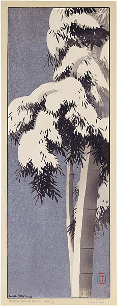 Lilian May Miller: Morning Snow on Bamboo (B) - Scholten Japanese Art