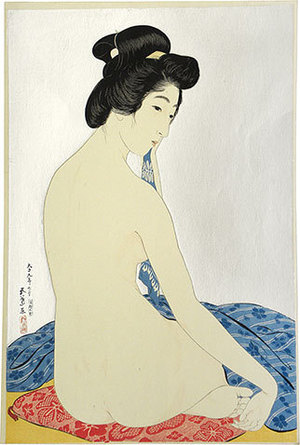 Hashiguchi Goyo: Woman after a Bath (mica ground) (Yokugo no onna) - Scholten Japanese Art