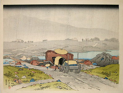 橋口五葉: Rain at Yabakei - Scholten Japanese Art