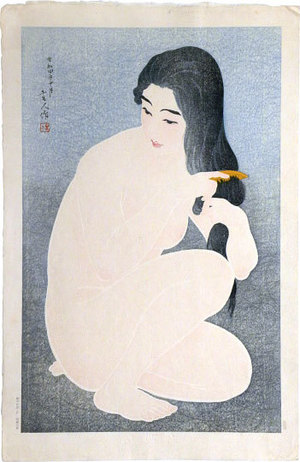 鳥居言人: Combing Hair (Kamisuki) - Scholten Japanese Art