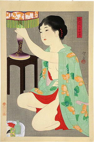 Morikane Narita: Twenty-Four Figures of Charming Women: Lamp (Adesugata Nijushiko: Ranpu) - Scholten Japanese Art