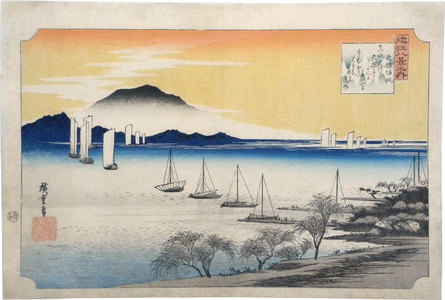 Utagawa Hiroshige: Eight Views of Omi: Returning Sails at Yabase (Omi Hakkei: Yabase no kihan) - Scholten Japanese Art