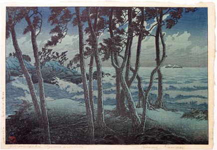 川瀬巴水: Souvenirs of Travel, Third Series: Hinomizaki, Izumo (Tabi miyage dai sanshu: Izumo Hinomisaki) - Scholten Japanese Art