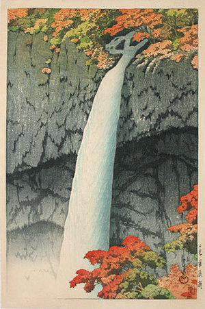Kawase Hasui: Collection of ukiyo-e designs: Kegon Falls In Nikko (Ukiyo-e monyo shu: Nikko Kegon-no-taki) - Scholten Japanese Art