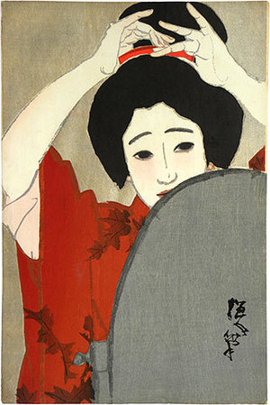 Kitano Tsunetomi: no. 4, Shinchi in Winter, Before the Mirror (Dai-yon, fuyu [Shinchi], Kagami no mae) - Scholten Japanese Art