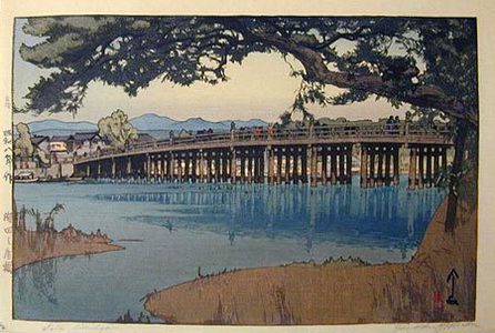 吉田博: Kansai District: Seta Bridge (Kansai: Seta no karahashi) - Scholten Japanese Art