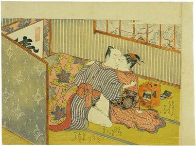 Isoda Koryusai: couple making love under the kotatsu - Scholten Japanese Art