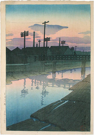 川瀬巴水: Twelve Scenes of Tokyo: Dusk at Kiba (Tokyo Junikkei: Kiba no yugure) - Scholten Japanese Art