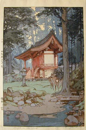 吉田博: A Shrine in the Deep Woods (Shinrin no miya) - Scholten Japanese Art