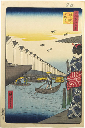 歌川広重: One Hundred Famous Views of Edo: The Yoroi Ferry at Koami-Cho (Meisho Edo hyakkei: Yoroi no Watashi Koami-Cho) - Scholten Japanese Art